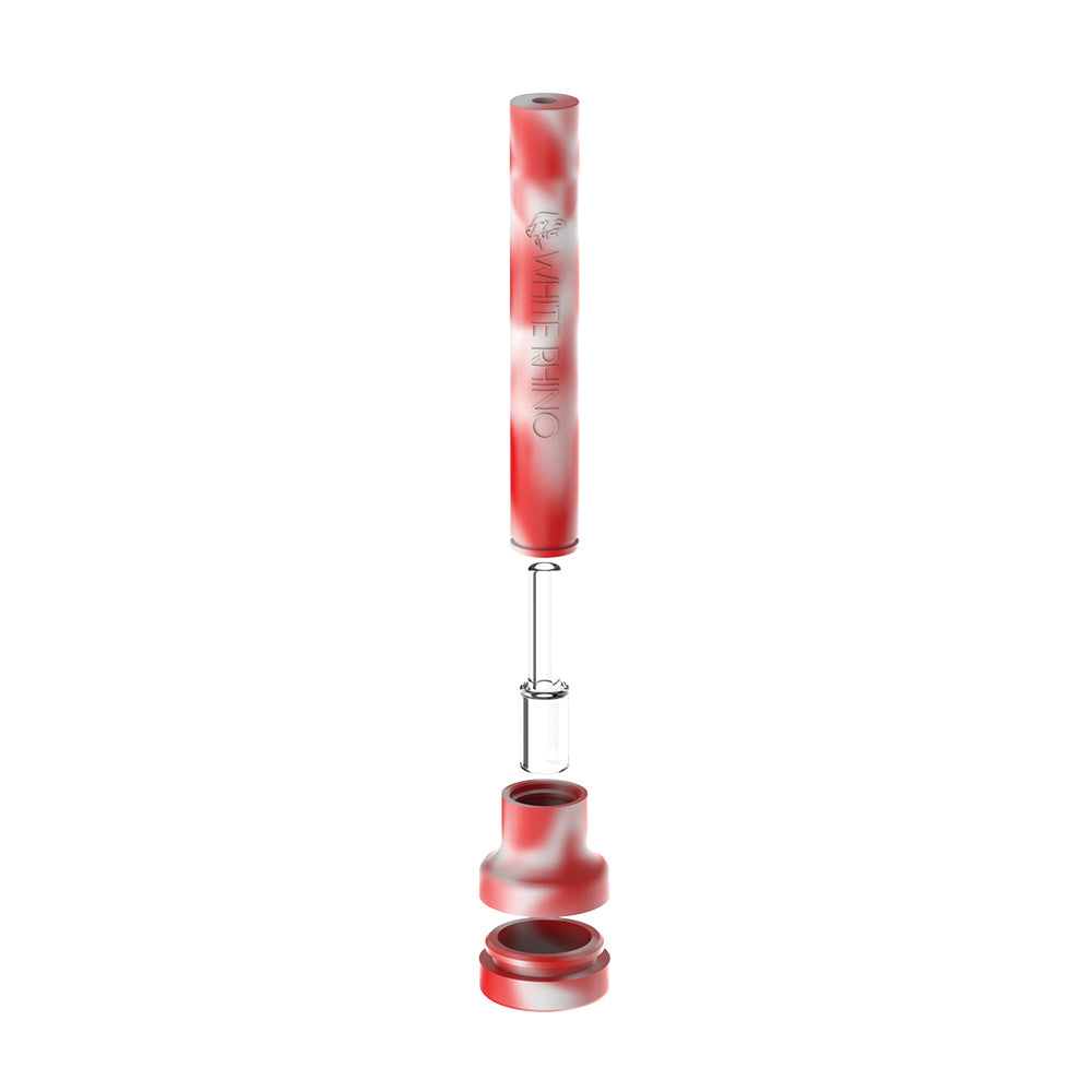 dabtainer red and white color nectar collector silicone  broken apart showing all components