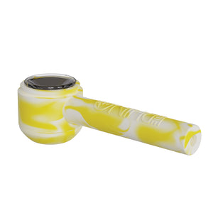 dry herb handpipe with a silicone body and glass bowl