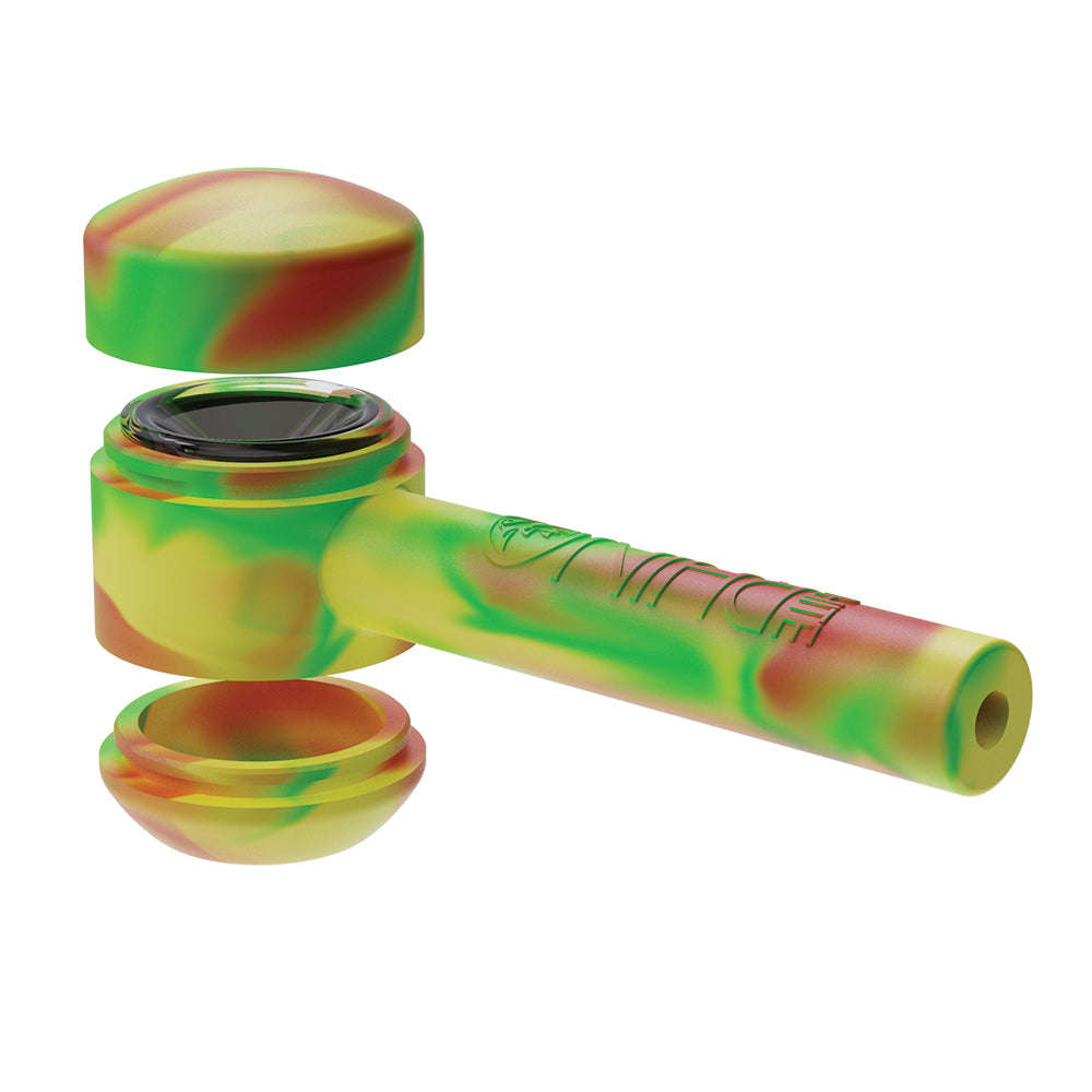 dry herb pipe with storage and silicone container