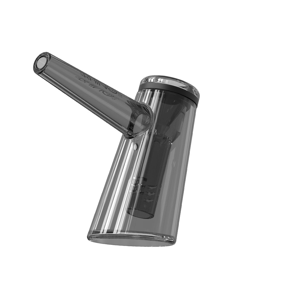 Dark tinted hammer bubbler pipe mouthpiece view – EZ Clean Smoked V6