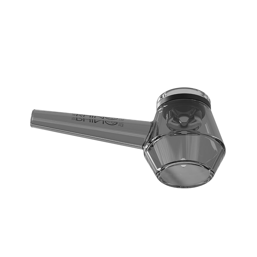EZ Clean smoked glass hand pipe V3 angled view showing the side carb