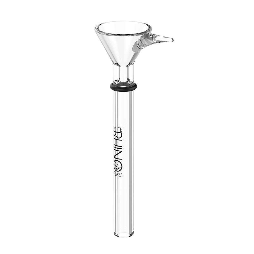 Clear martini glass bowl slide with black rubber grommet, straight-on view