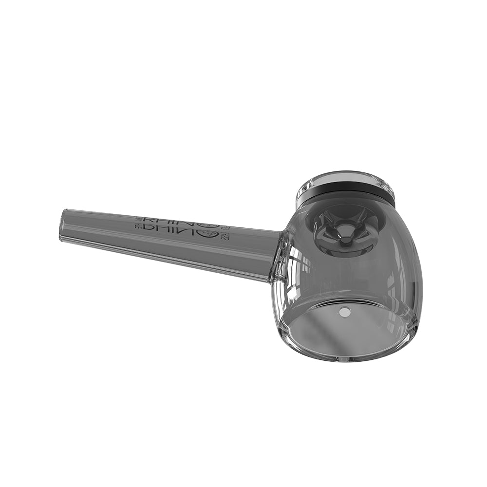 EZ Clean smoked glass hand pipe V2 angled view showing the side carb