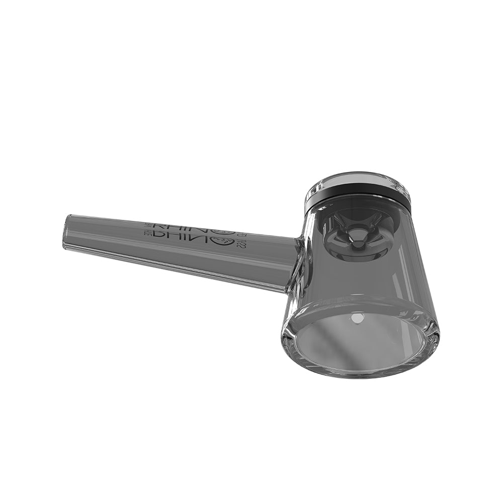 EZ Clean smoked glass hand pipe V1 angled view showing the side carb