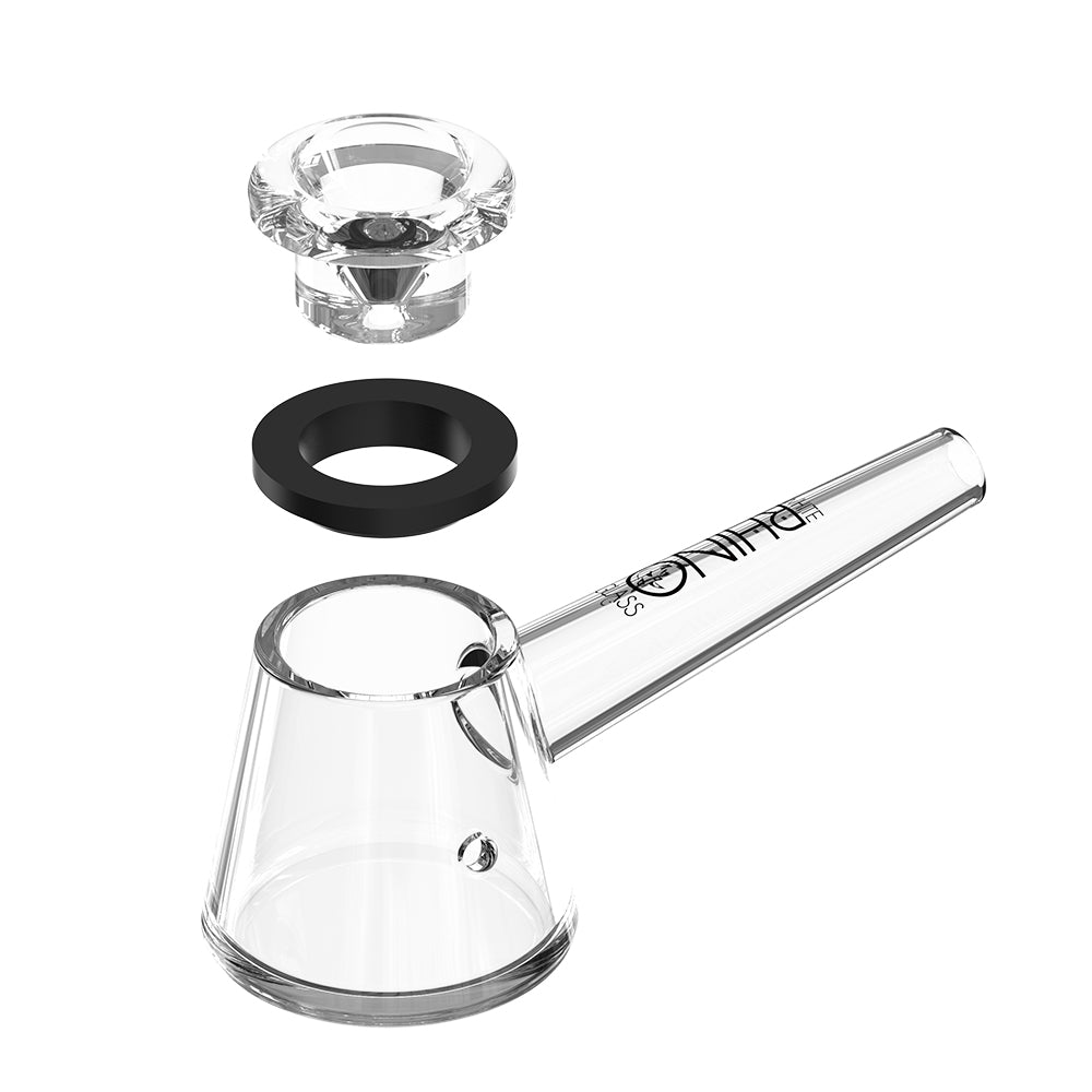 Close up of EZ Clean Handpipe V1 removable glass bowl and silicone grommet