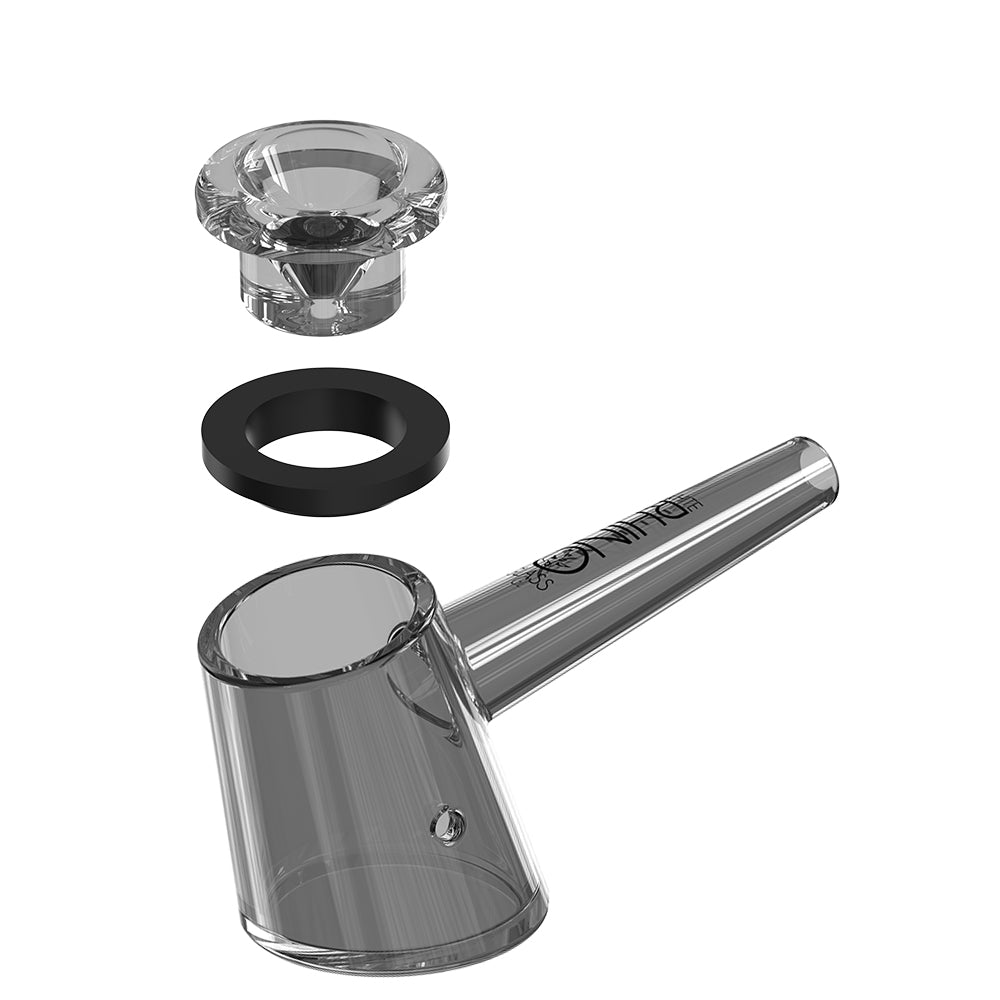 EZ Clean smoked glass hammer pipe V4 taken apart, showing the removable bowl