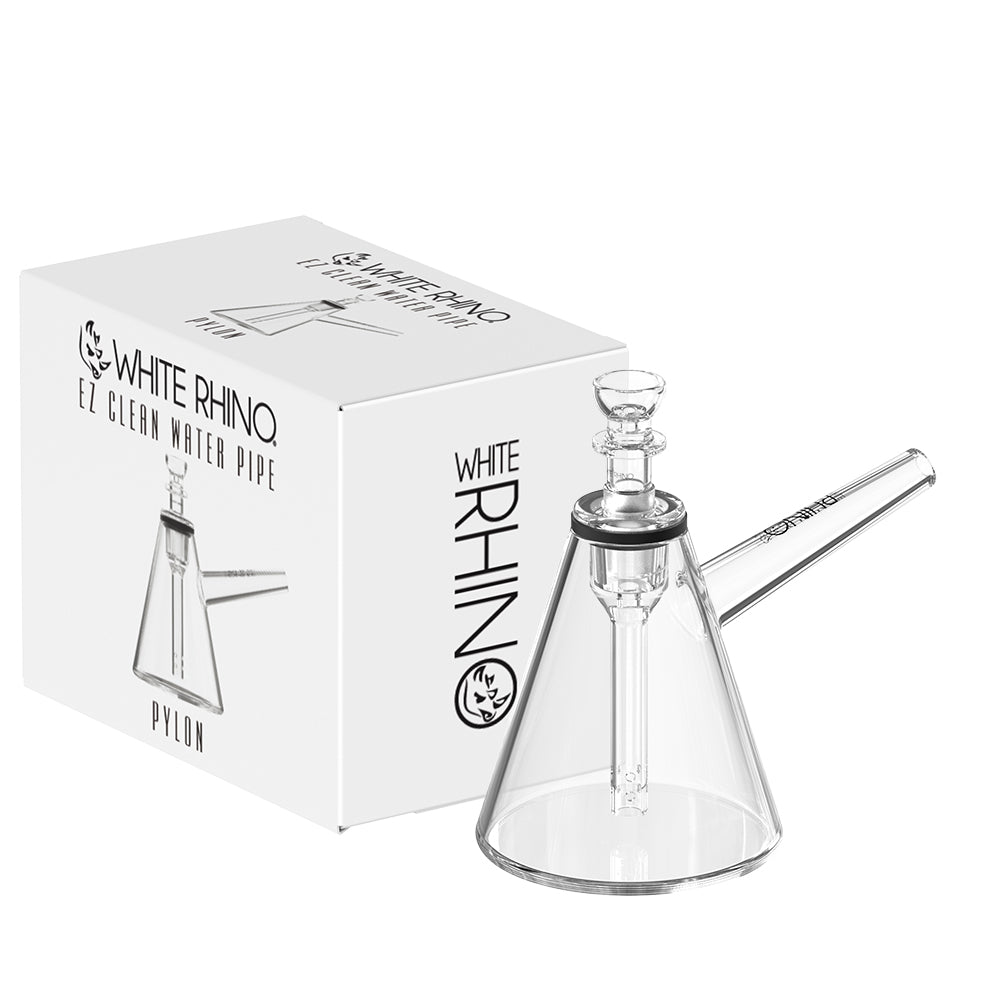 White Rhino EZ Clean Pylon water pipe, cone glass chamber and diffuser downstem