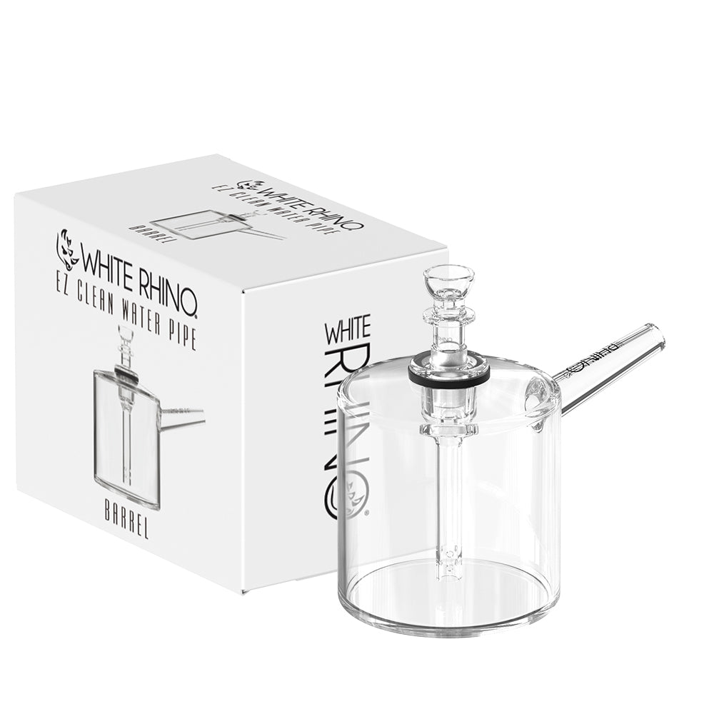 White Rhino EZ Clean Barrel water pipe, wide body glass chamber and diffuser downstem