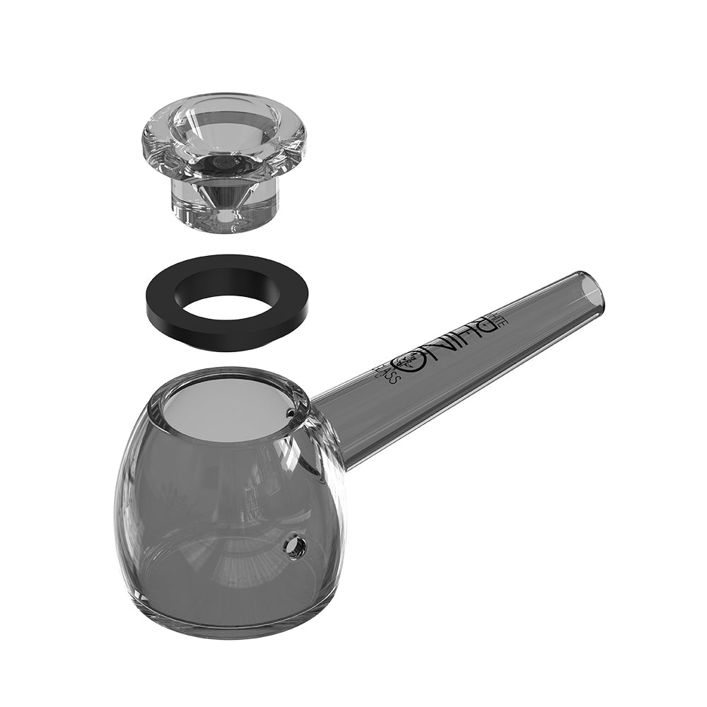 EZ Clean smoked glass hand pipe V2 taken apart, showing the removable glass bowl