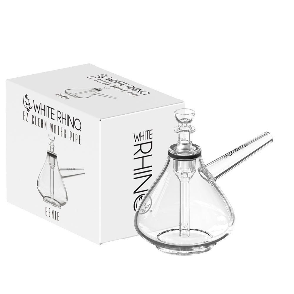 White Rhino EZ Clean Genie water pipe, lamp shaped glass chamber and diffuser downstem