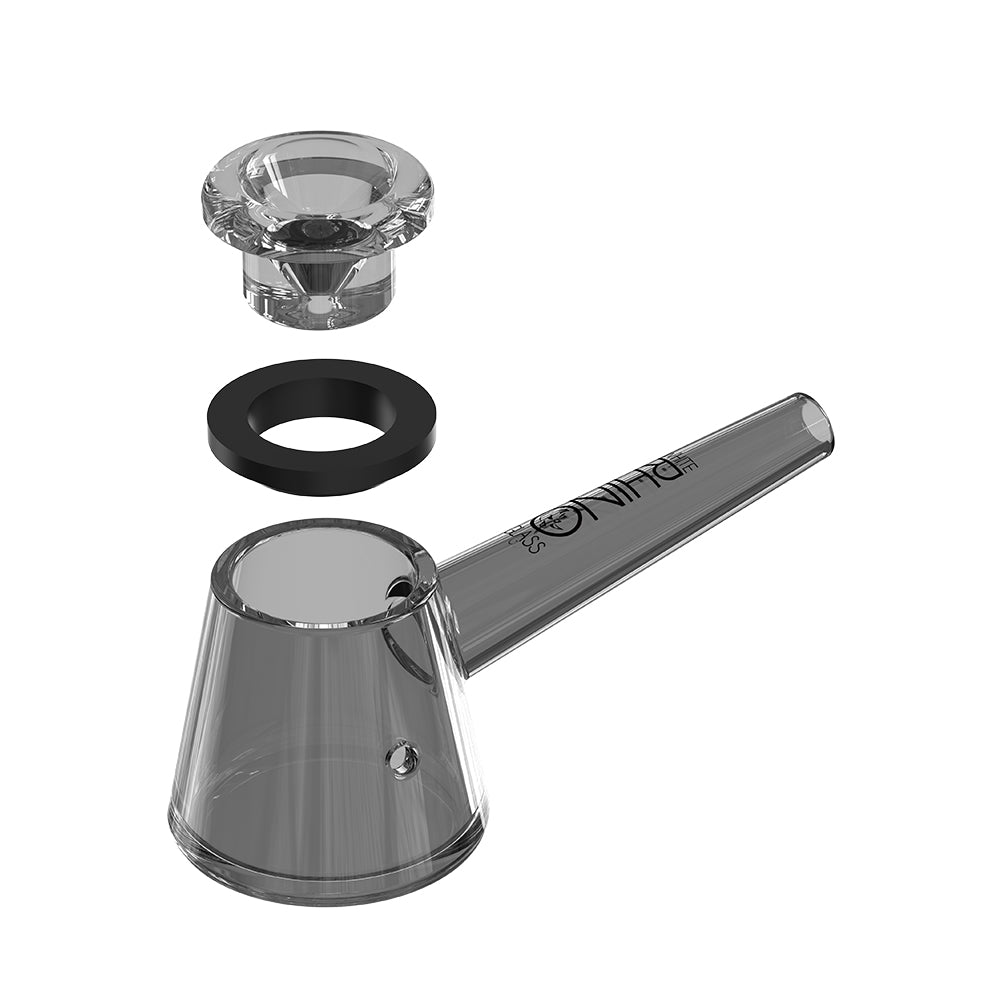 EZ Clean smoked glass hand pipe V1 taken apart, showing the removable glass bowl