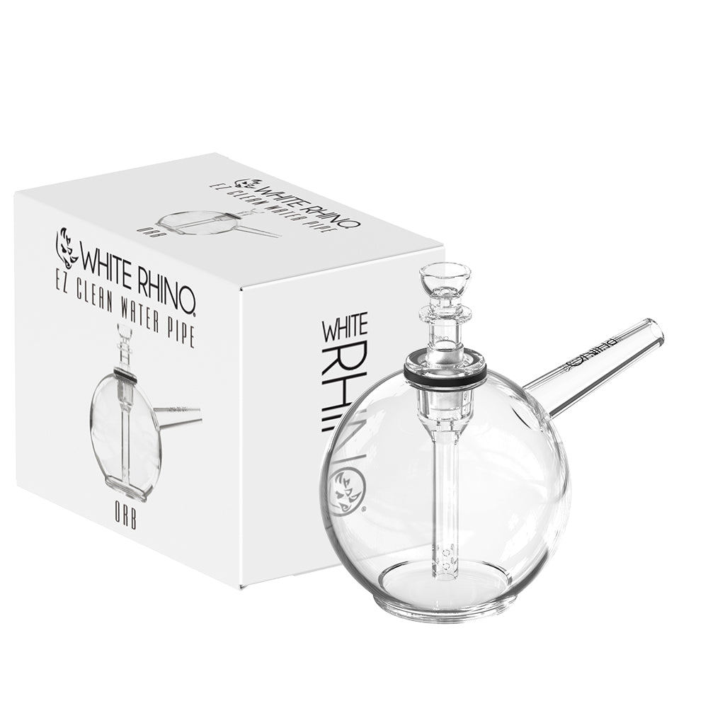 White Rhino EZ Clean Orb water pipe, round glass chamber and diffuser downstem