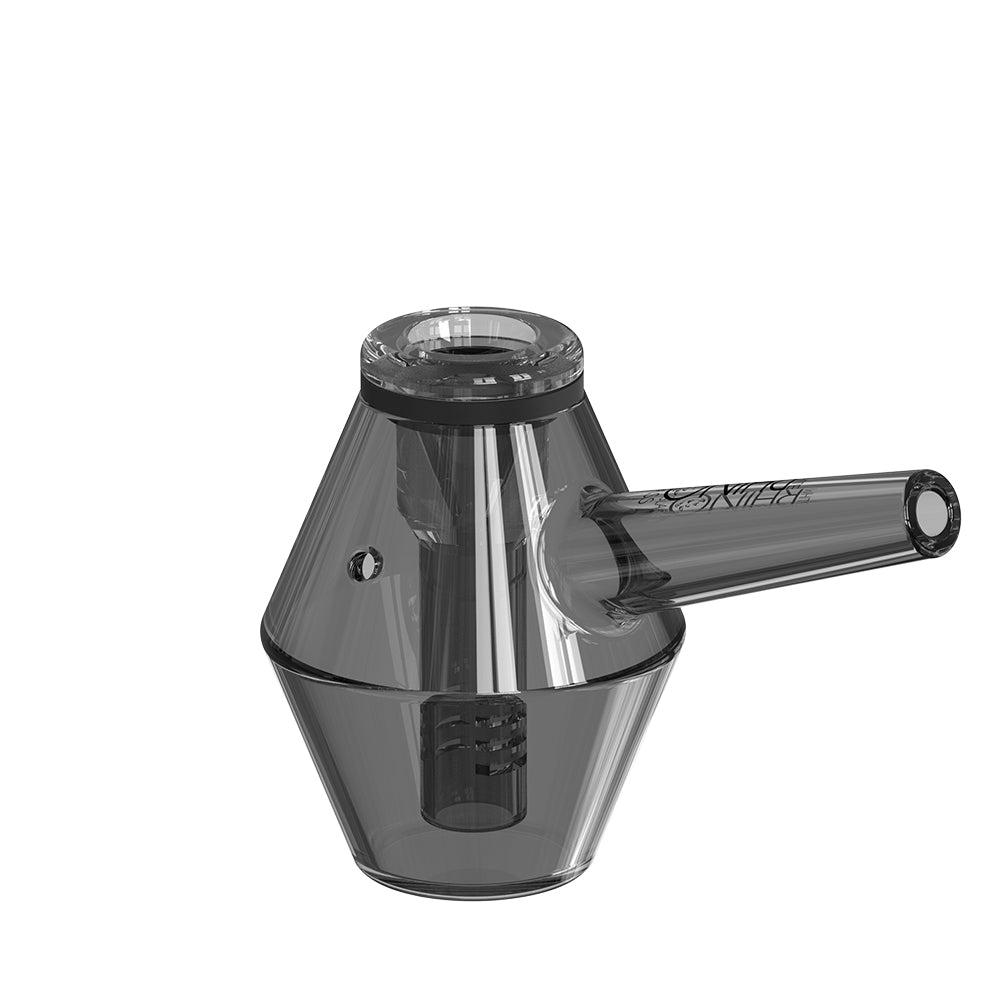 Dark tinted glass bubbler with water filtration – EZ Clean Smoked V5 side view