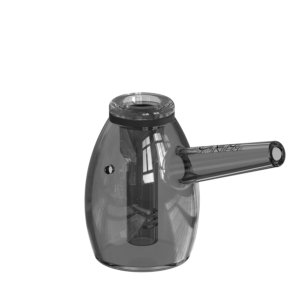 EZ Clean Bubbler 2nd Edition Smoked V3 – front side view, smoked glass bubbler pipe with mouthpiece