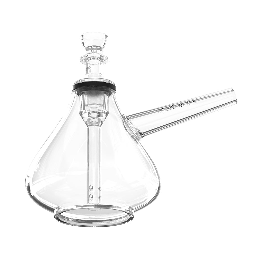 Genie glass water pipe showing the bowl, black silicone grommet and mouthpiece