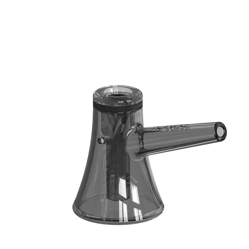 Dark tinted angled glass bubbler pipe – EZ Clean Smoked V2 side view