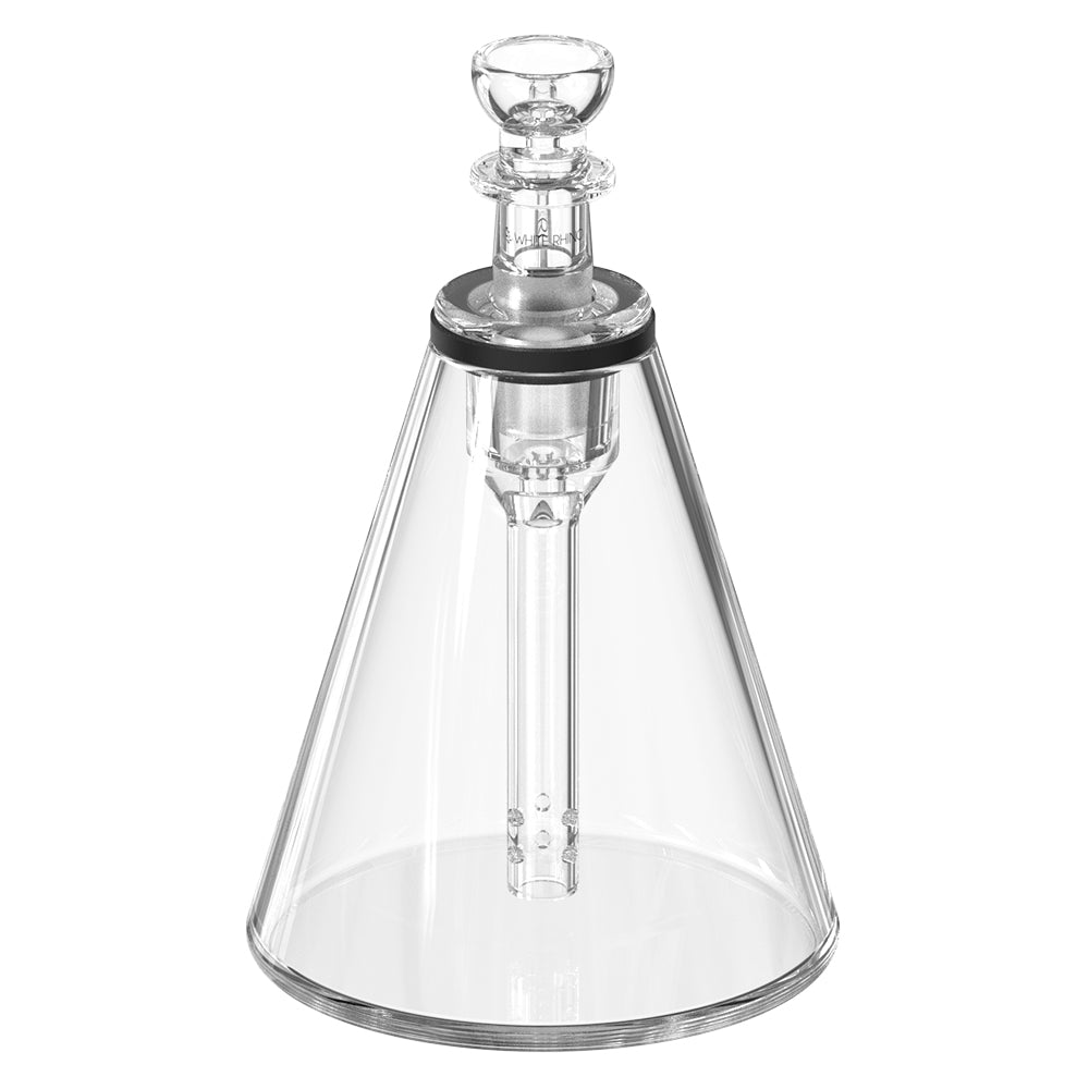 Cone shaped Pylon glass water pipe with removable downstem bowl and mouthpiece, side view