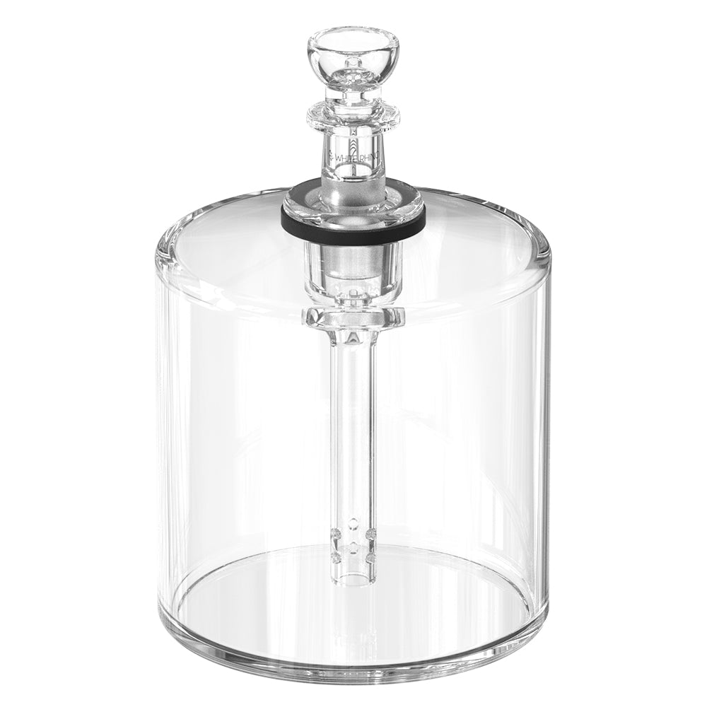 Portable Barrel glass water pipe with downstem bowl and mouthpiece, side view