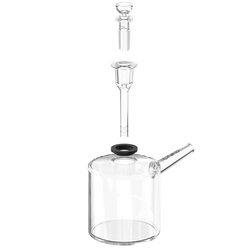 EZ Clean Barrel water pipe taken apart showing removable downstem, 14mm bowl and silicone grommet