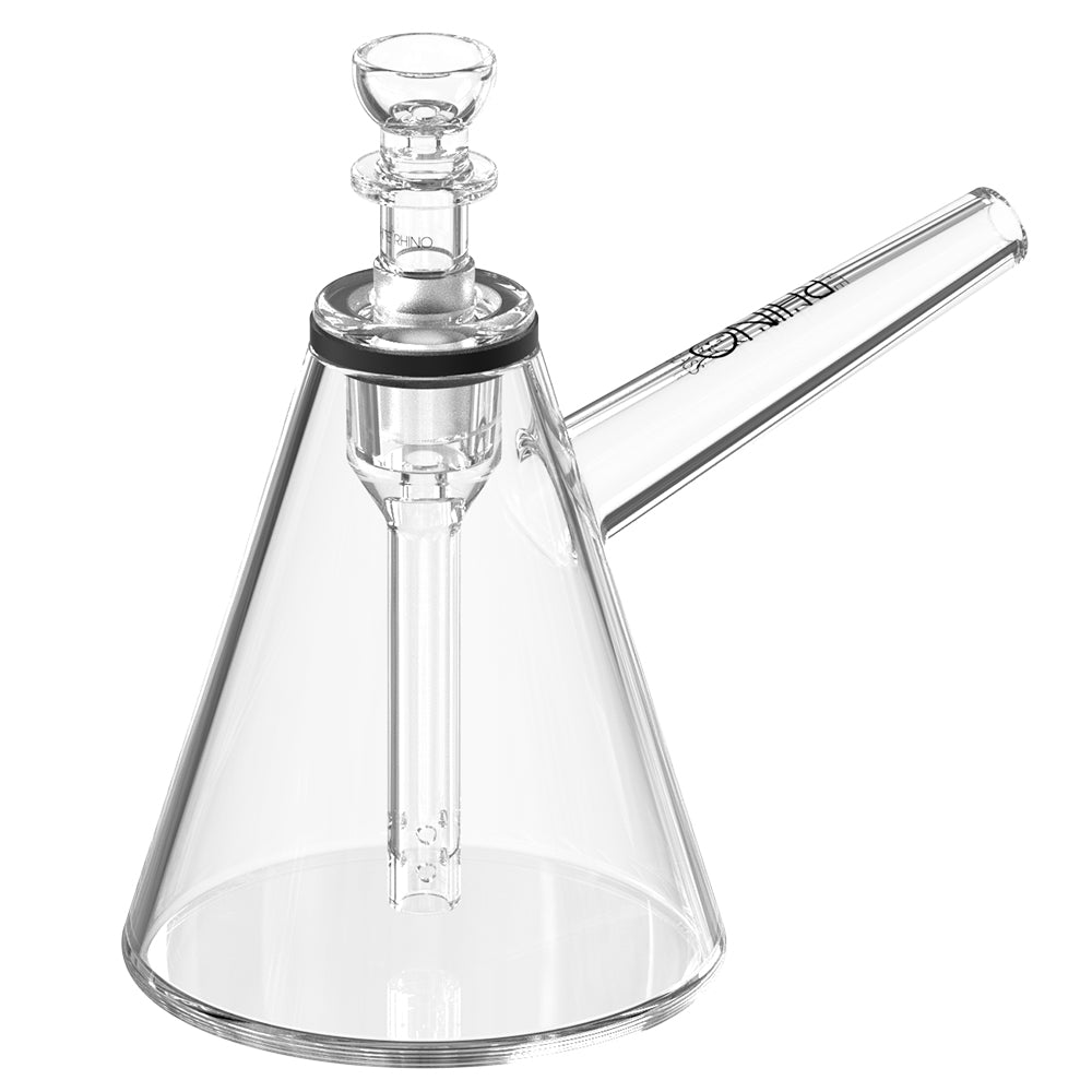 EZ Clean Pylon cone shaped glass water pipe, easy to clean design, front angled view