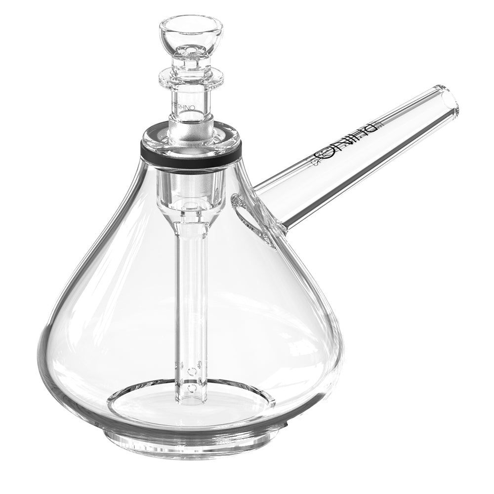 EZ Clean Genie small glass water pipe with a curvy genie lamp shape, front angled view