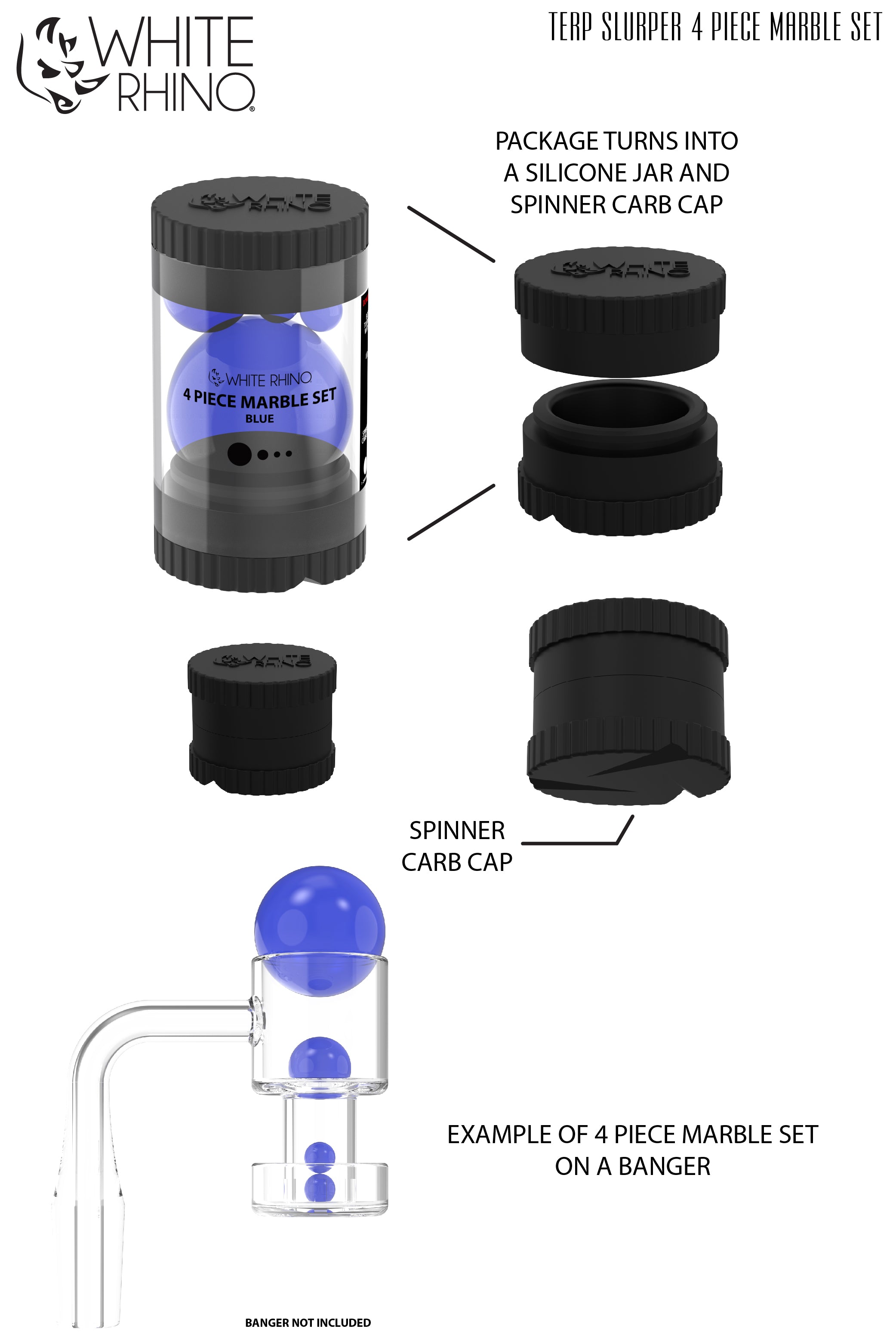 Terp Slurper 4 Piece Marble Set - Maximize Flavor & Efficiency