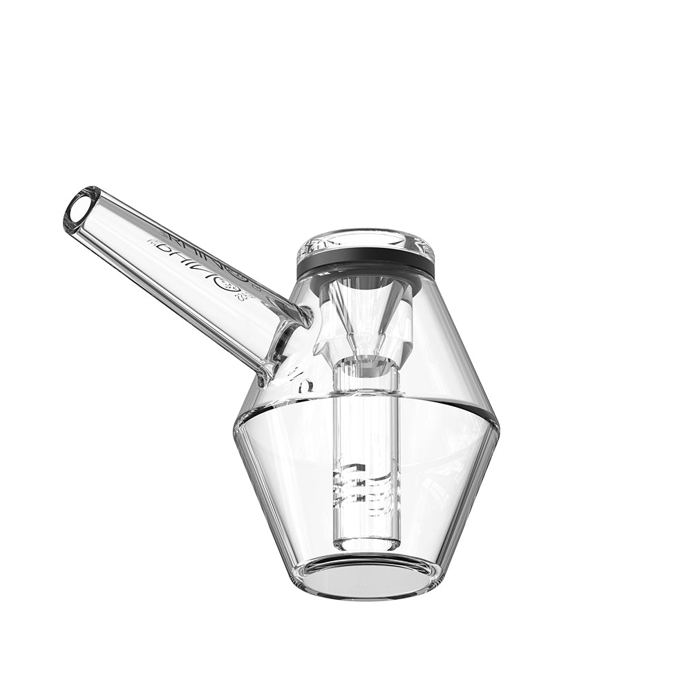 Clear glass bubbler pipe designed as a mini bubbler