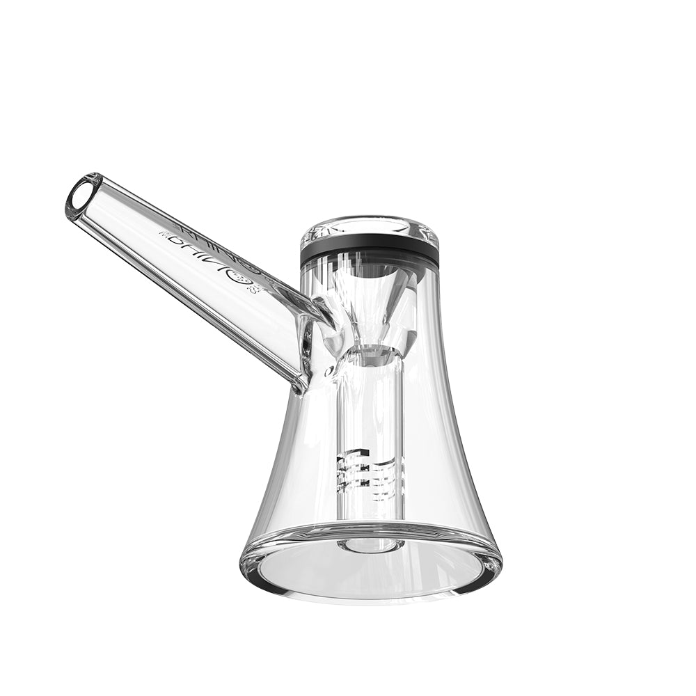 Angled glass bubbler pipe designed for dry herbs with silicone seal