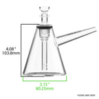 EZ Clean Pylon water pipe size chart showing height and base width