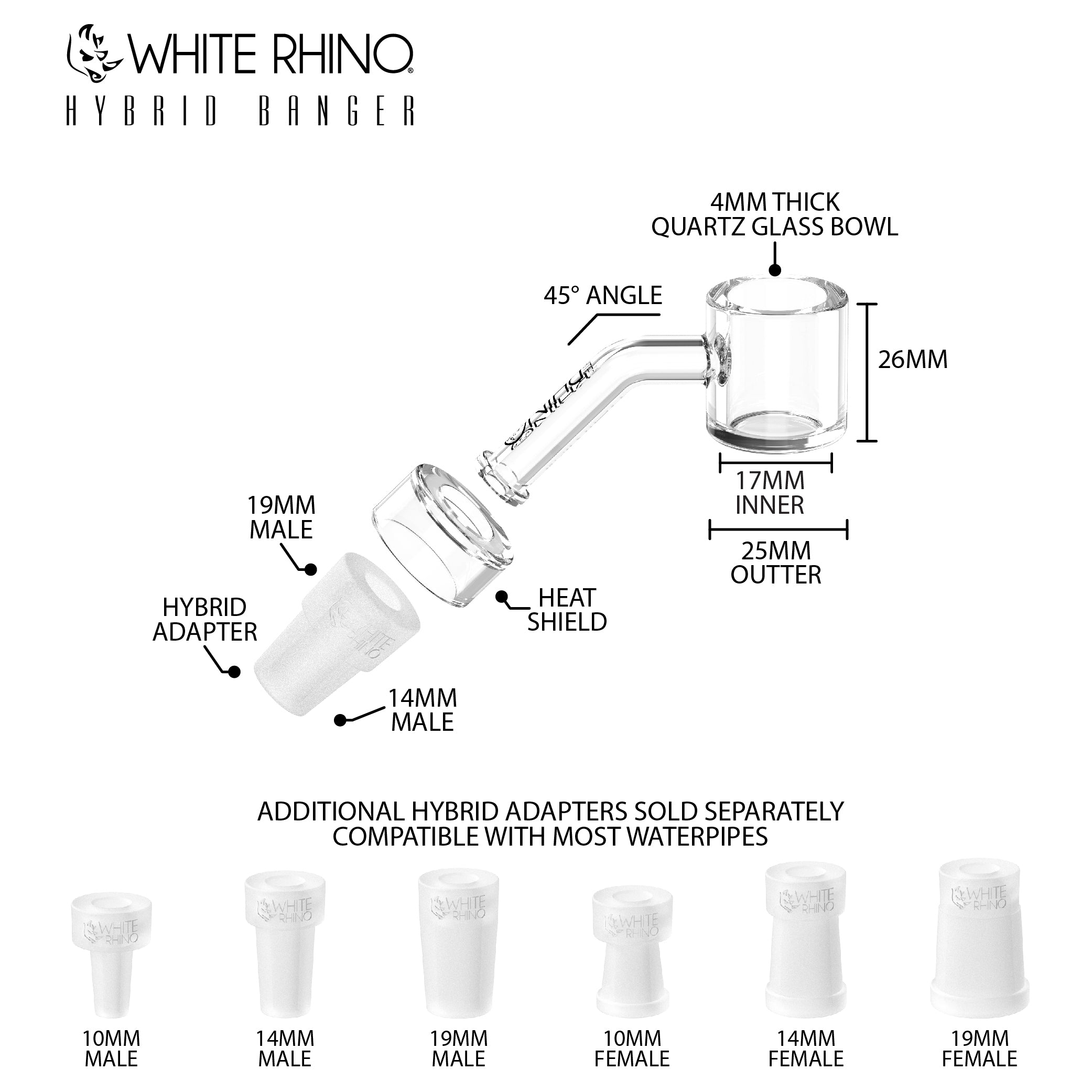 19mm Ceramic Nectar Tip – High-Quality, Durable Design – White