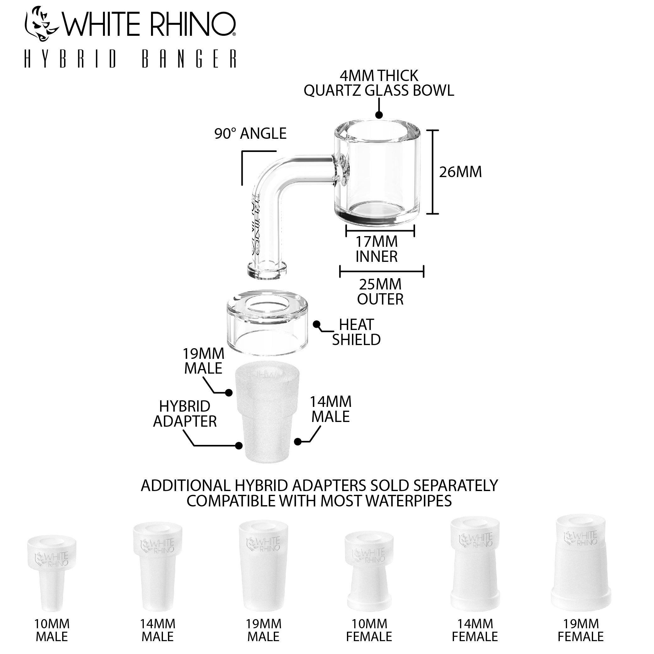 19mm Ceramic Nectar Tip – High-Quality, Durable Design – White