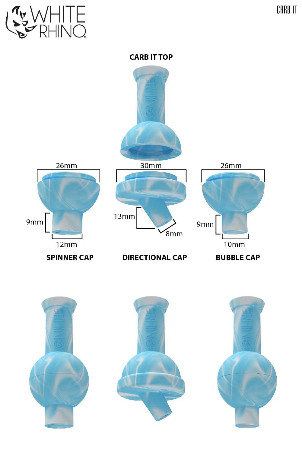 Carb-It 3 In 1 Carb Cap Glow In The Dark - Blue White