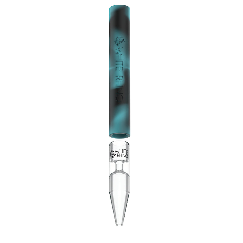 Silicone and Glass Honey Straw and Chillum – White Rhino
