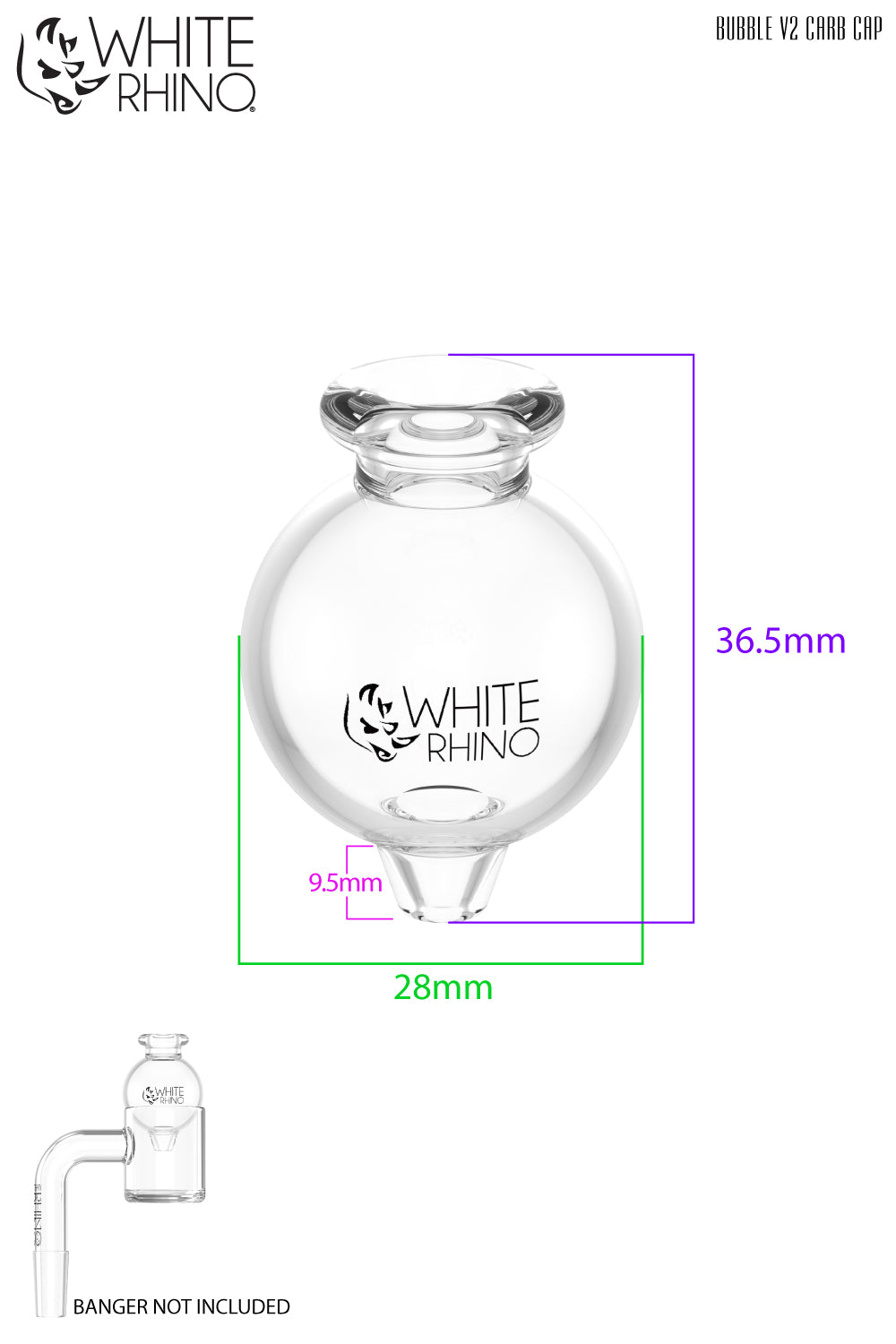 Glass Bubble Carb Cap Carb Cap for Banger White Rhino Products