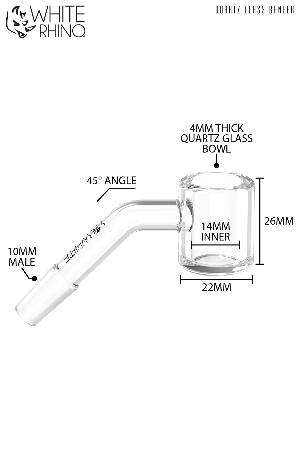 10MM 45 Degree Male Quartz Dab Banger – White Rhino Products