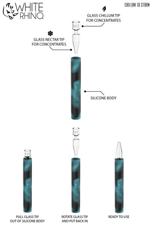 Silicone and Glass Honey Straw and Chillum – White Rhino