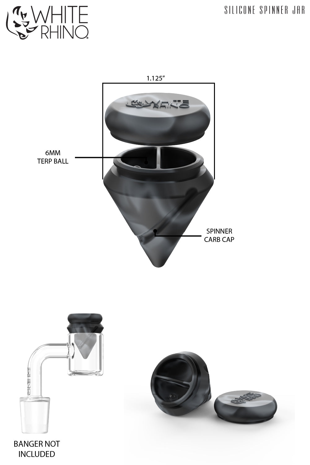 Terp Pearls With Spinning Carb Cap Kit | Silicone Carb Cap – White