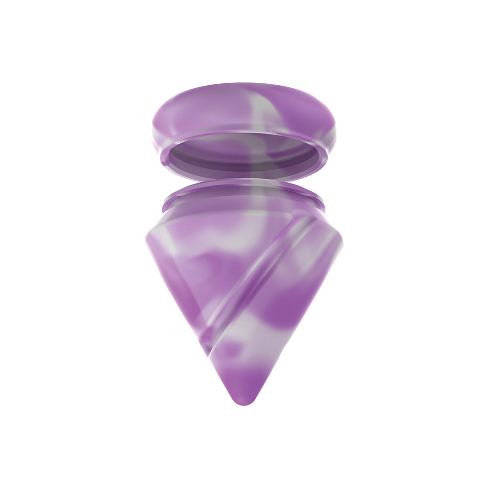 
            
                Load image into Gallery viewer, Diamond Spinner Carb Cap Glow In The Dark Silicone Jar + Terp Ball - Purple White
            
        