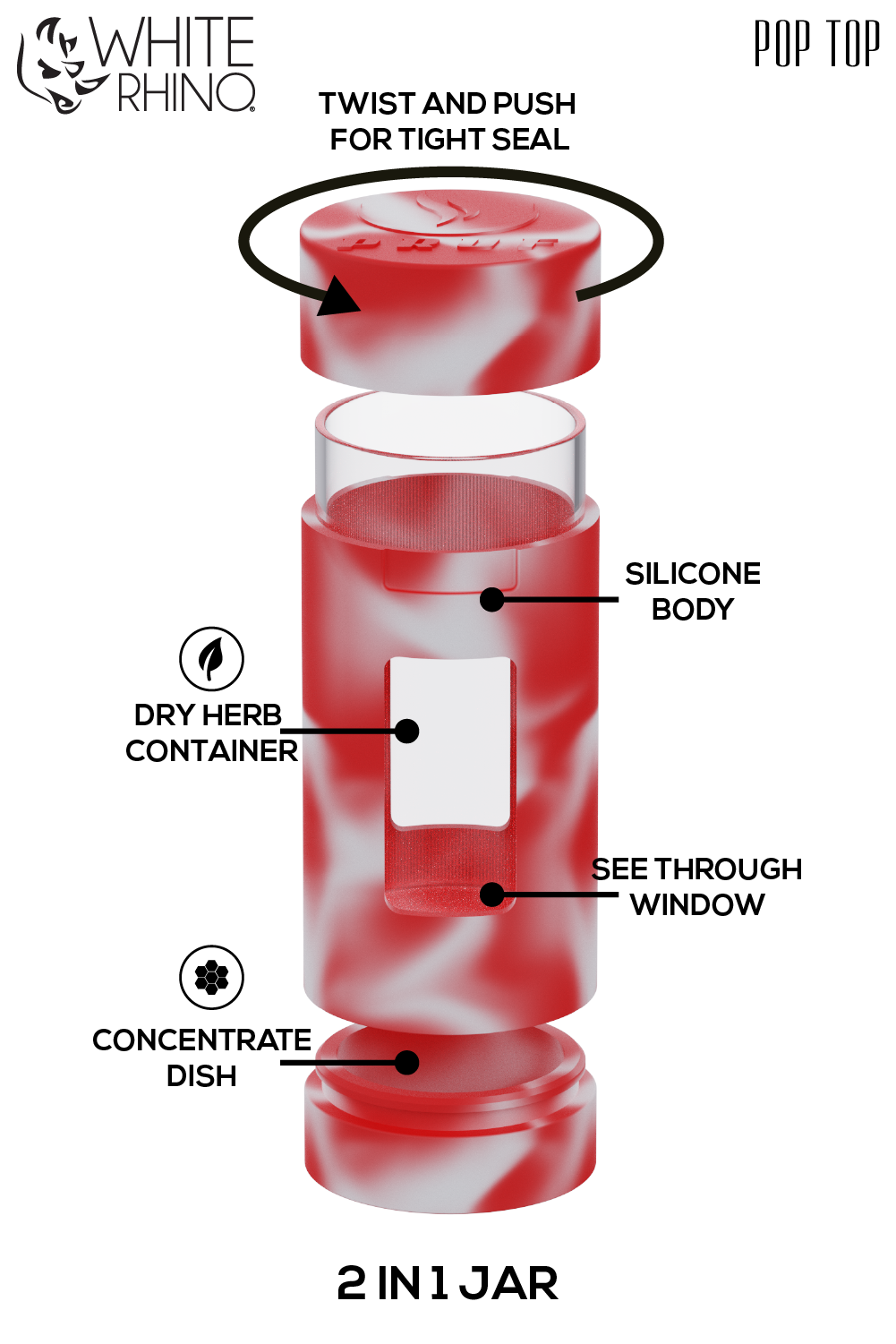 PRUF 2 in 1 Jar - Red White