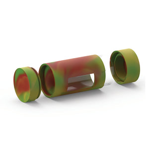 broken aprt silicone and glass jar