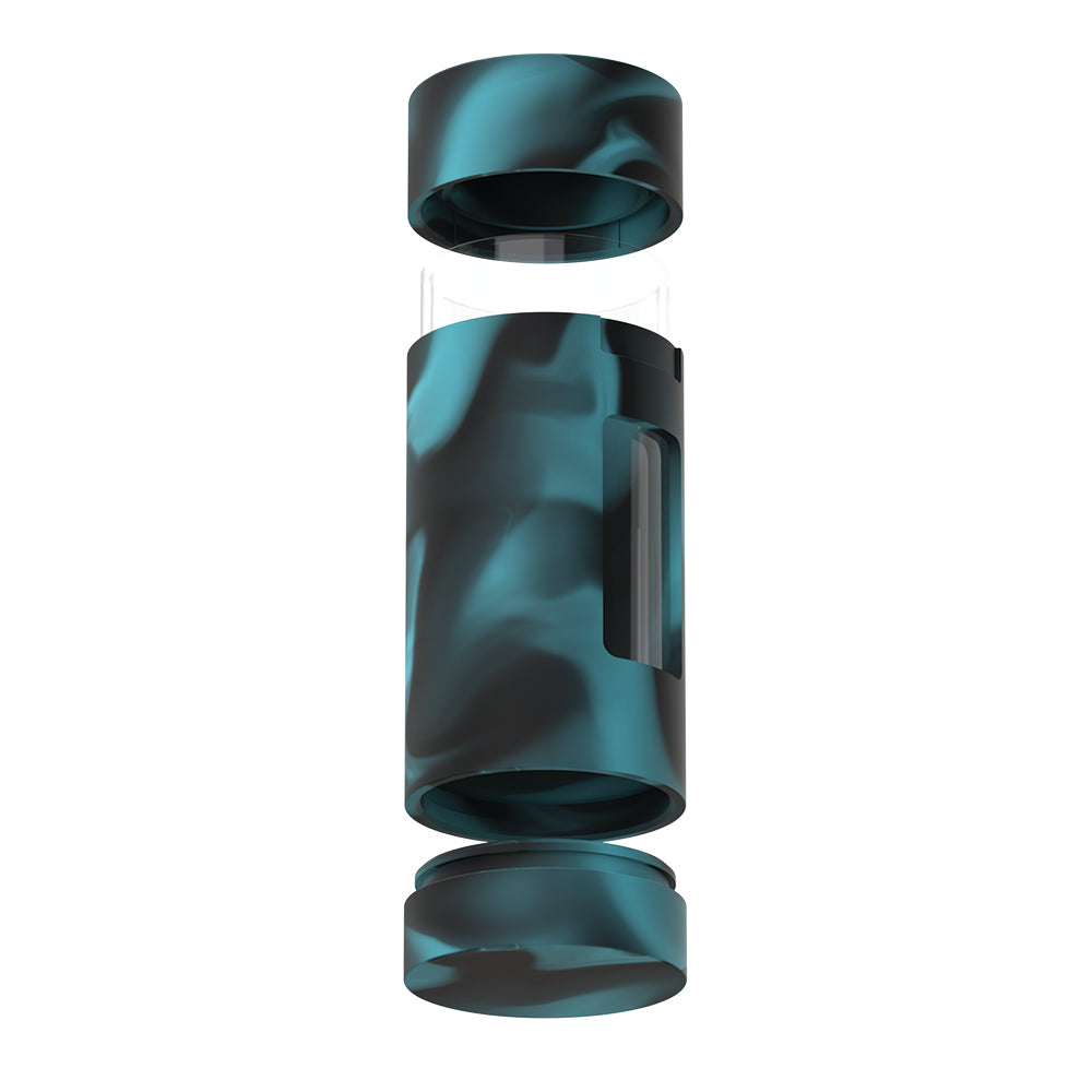 glass and silicone smell proof container with lid and wax jar off