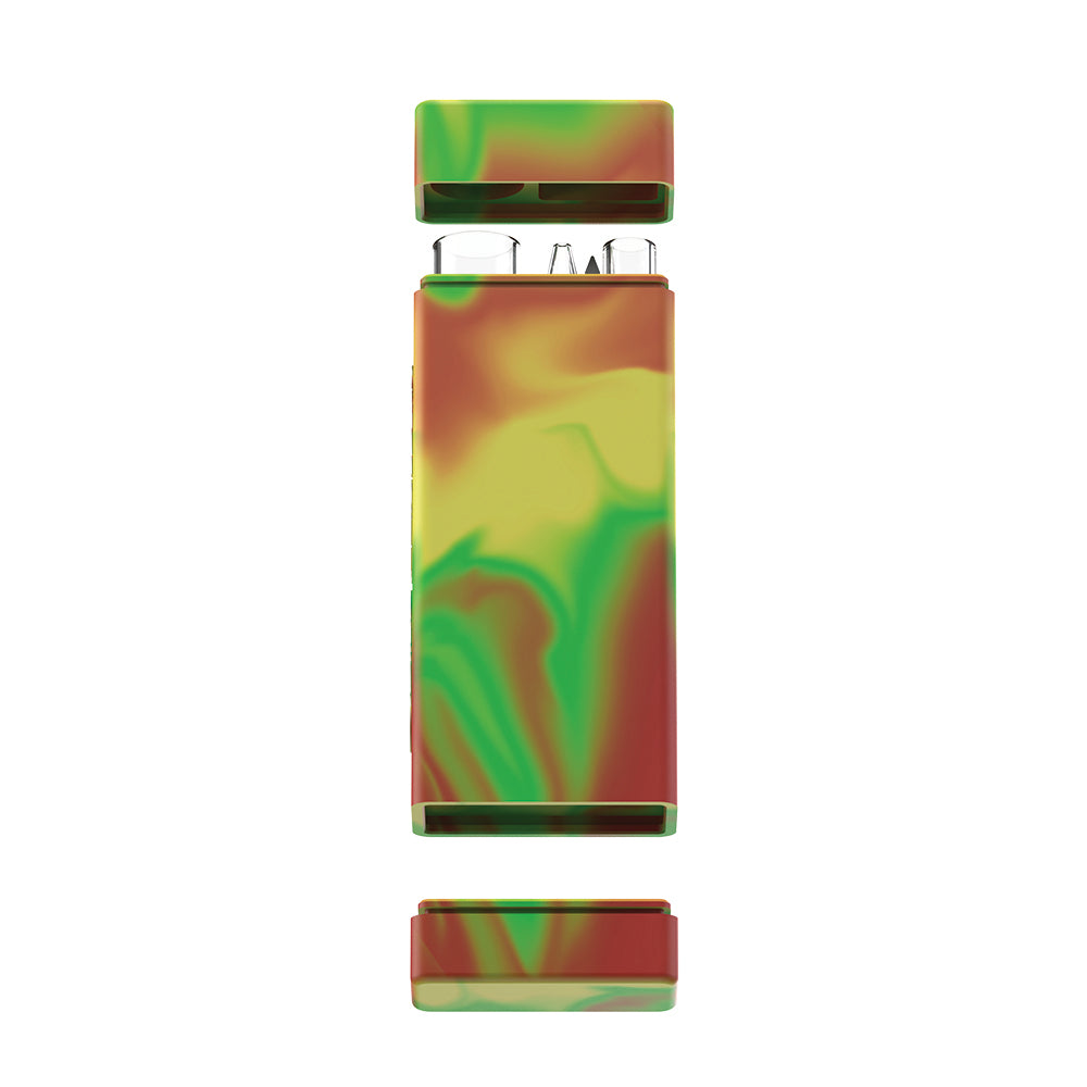 
            
                Load image into Gallery viewer, silicone dugout with glass chillum, glass storage, honey straw and dab tool
            
        